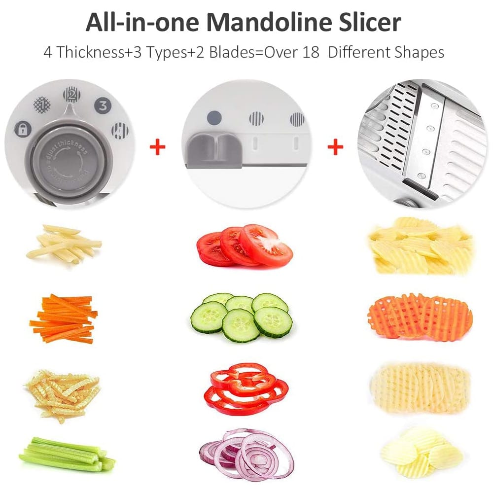 Mandoline Vegetable Slicer | Adjustable Stainless Steel Blades for Quick, Safe & Precise Vegetable Preparation