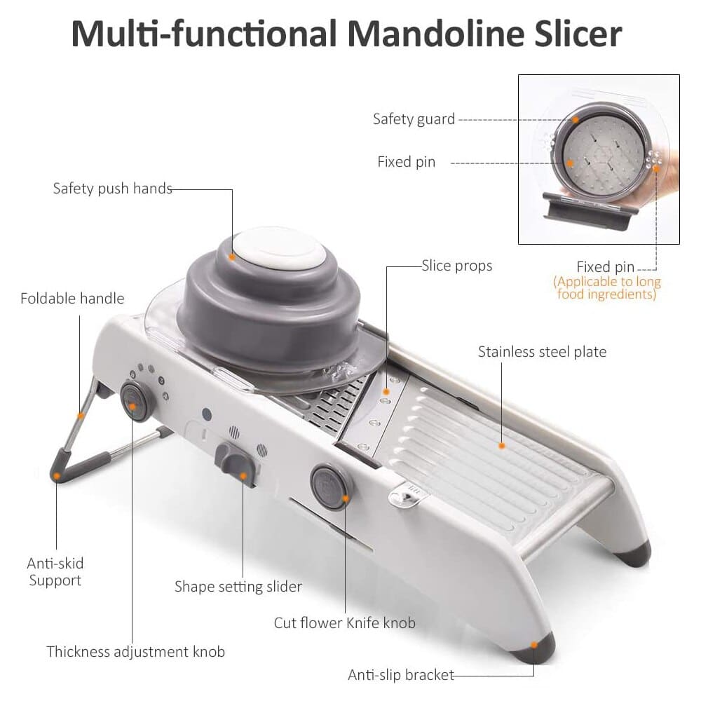 Mandoline Vegetable Slicer | Adjustable Stainless Steel Blades for Quick, Safe & Precise Vegetable Preparation