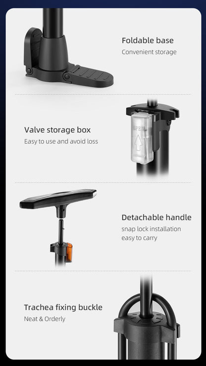 High Pressure Bicycle Floor Pump | 160 PSI, Schrader/Presta Valve & Ergonomic Design for Bikes, Motorcycles & Sports Equipment