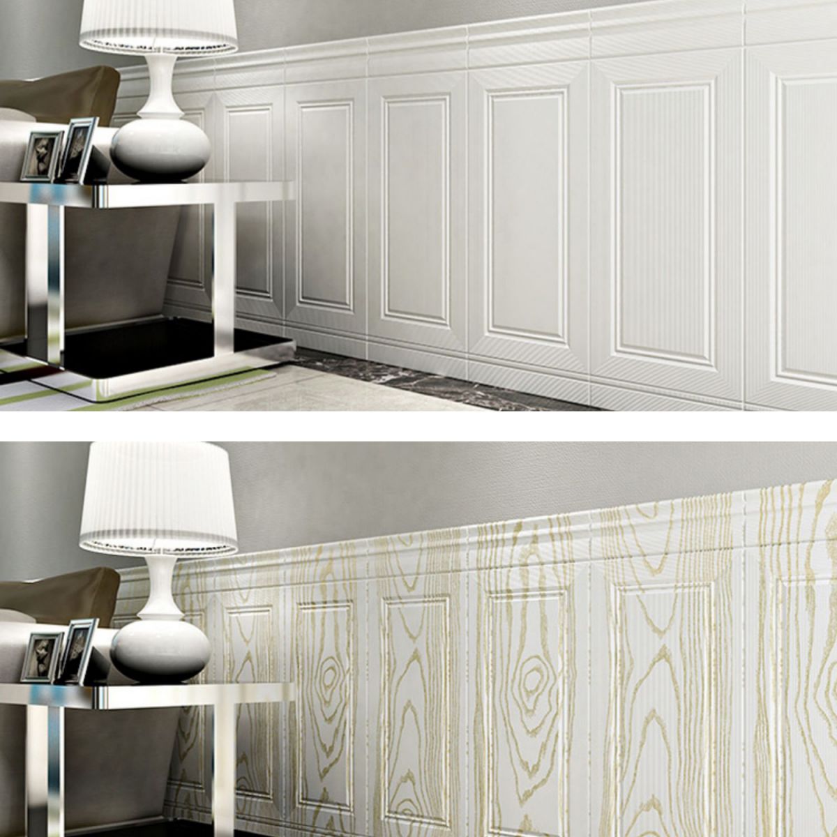 Waterproof Solid Color Peel and Stick Wainscoting Wallboard for Indoor Use - Easy Installation & Durable Finish