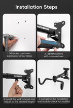 Wall-Mounted Bike Rack | Adjustable Carbon Steel Hook with 30kg Load Capacity for Space-Saving Bicycle Storage