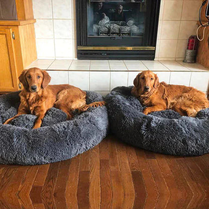 Orthopedic Donut Dog Bed | Plush Faux Fur, Memory Foam & Waterproof for Calming Comfort and Support for All Breeds