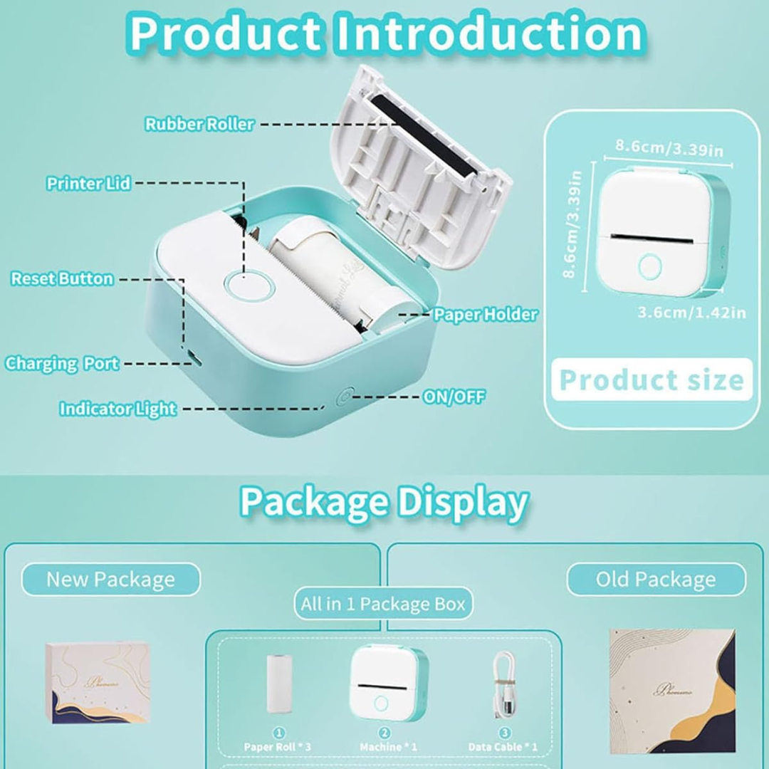 Mini Bluetooth Thermal Printer | Inkless, Compact & Ideal for Students and Professionals