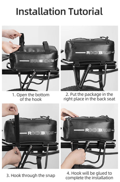Deluxe Waterproof Bicycle Rear Rack Bag | Durable, Shock-Absorbing Design with Quick-Mount Straps for Commuting and Outdoor Adventures