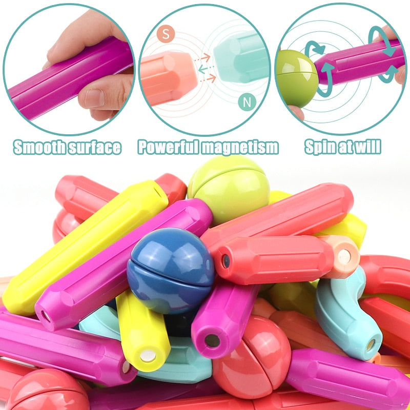 Magnetic Building Blocks | Durable, Safe & Creative Toy for Kids Aged 2+ to Enhance Coordination and Imagination