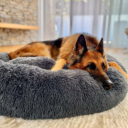 Orthopedic Donut Dog Bed | Plush Faux Fur, Memory Foam & Waterproof for Calming Comfort and Support for All Breeds