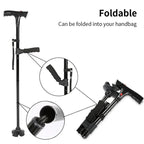 Foldable Walking Cane with LED Light | Lightweight, Slip-Resistant Base & Ideal for Seniors and On-the-Go Support