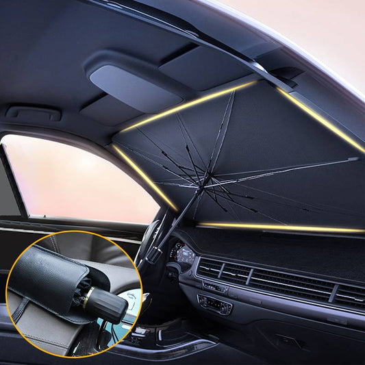 Retractable Car Umbrella Shade for Front Windscreen - Sun Protection with Auto Folding Design