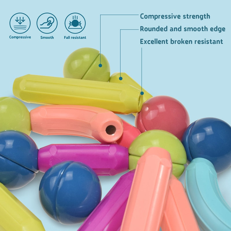 Magnetic Building Blocks | Durable, Safe & Creative Toy for Kids Aged 2+ to Enhance Coordination and Imagination