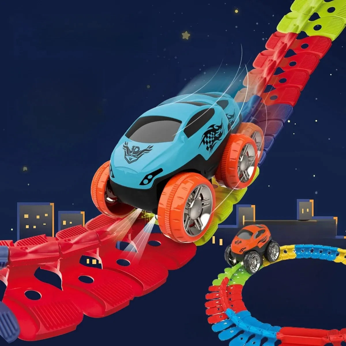 Gravity Car & Track Set | Glow-in-the-Dark, Easy Assembly & Ideal for Kids' Imaginative Racing Adventures
