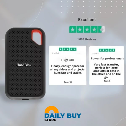 4TB External SSD Hard Drive – Portable Solid State Drive with Blazing Fast Speed