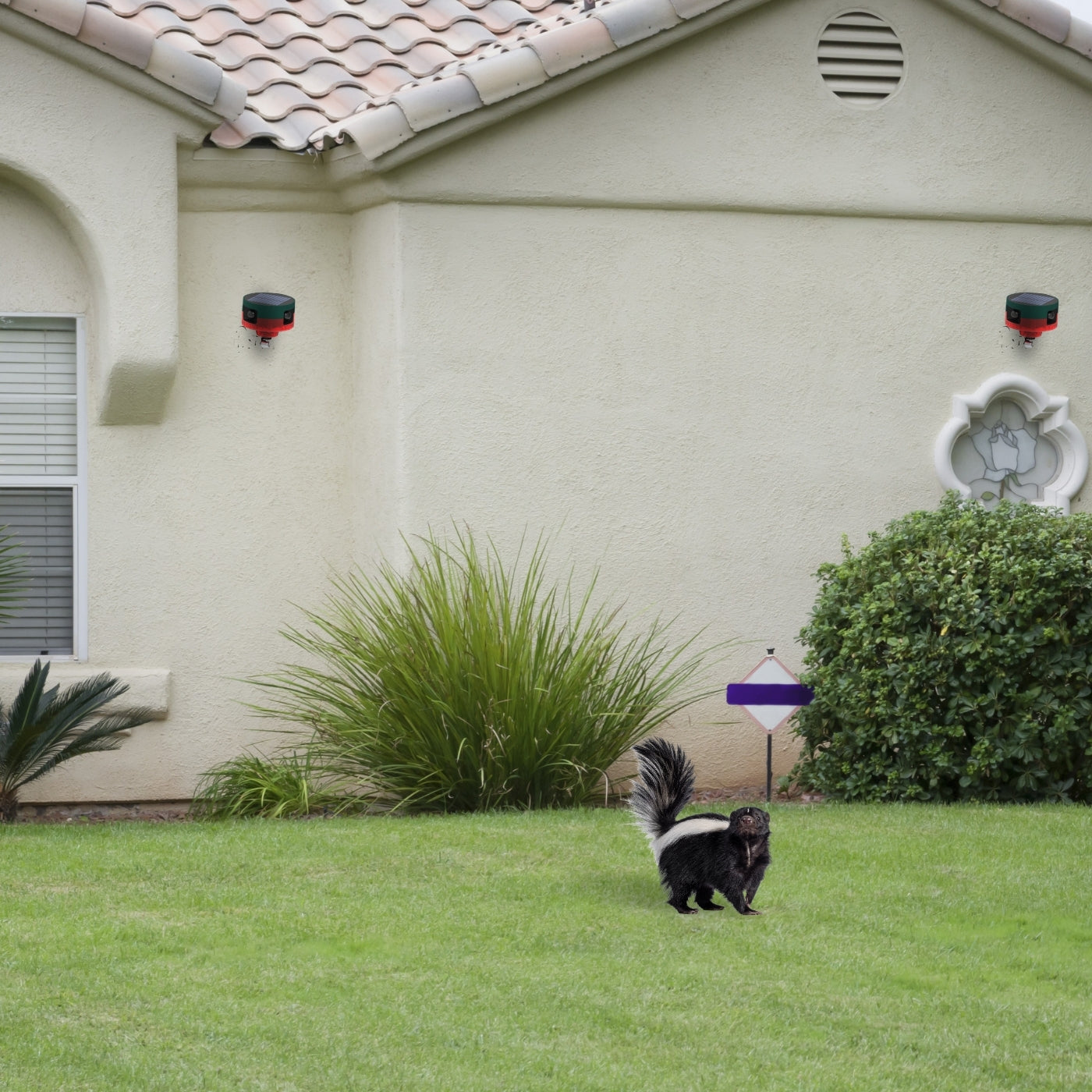 Solar-Powered Motion-Activated Strobe Light | 360° Detection, Eco-Friendly Skunk Repeller for Home and Garden