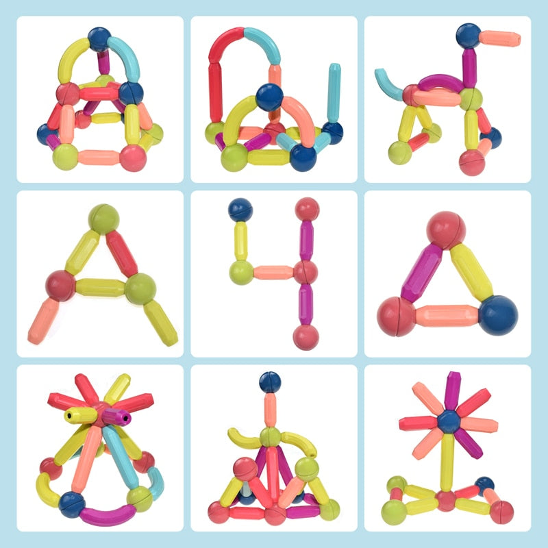 Magnetic Building Blocks | Durable, Safe & Creative Toy for Kids Aged 2+ to Enhance Coordination and Imagination