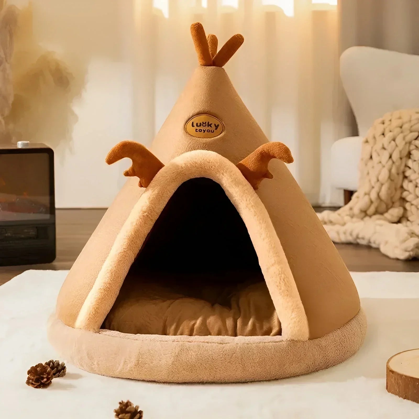 Cuddly Cave for Pets | Soft, Heat-Retaining Teepee Design for Small Dogs and Cats