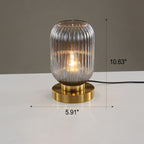 1-Light Oval Glass Table Lamp with Striped Design for Living Room & Bedroom Lighting