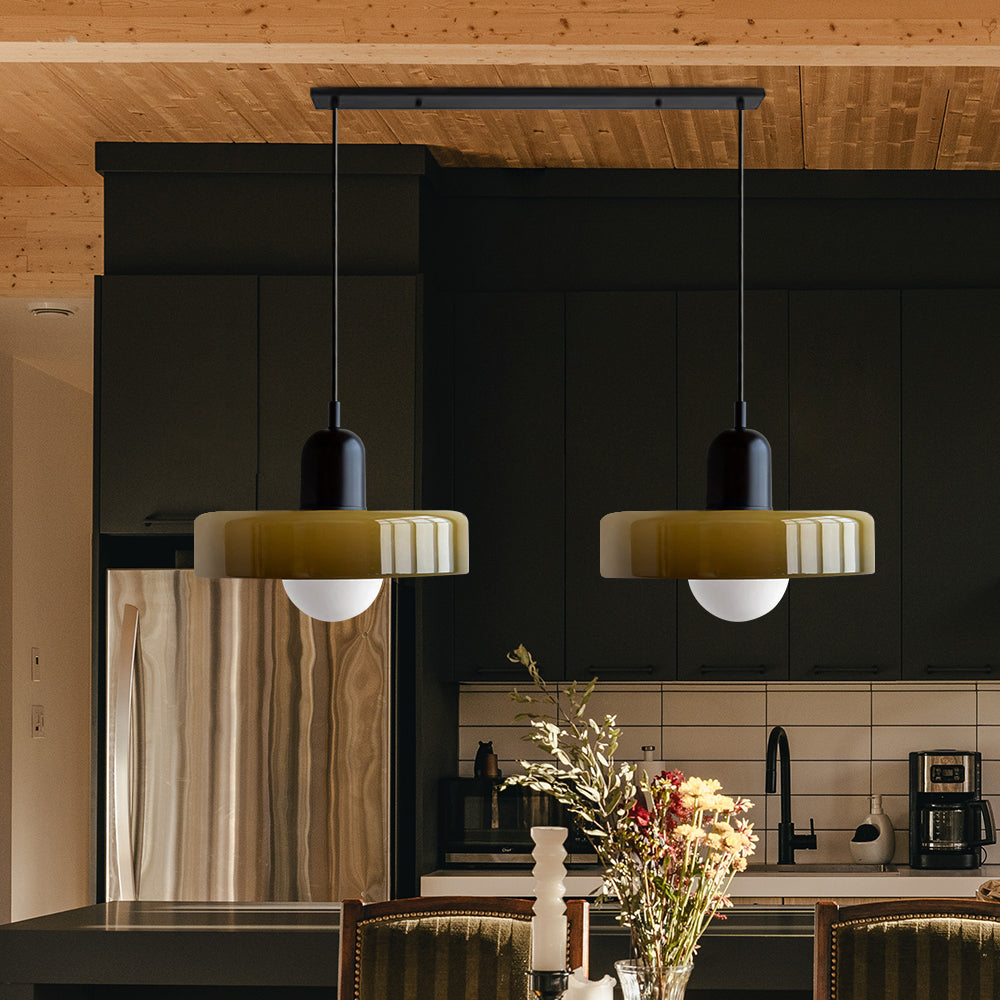 LED Glass Pendant Light with 2 Heads - Modern Design for Kitchen Island & Dining Room Lighting