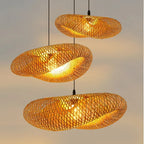 Handwoven Bamboo Pendant Light Fixture - Eco-Friendly Lighting for Living Room & Dining Areas