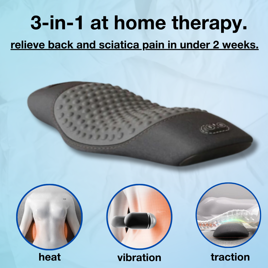 3-in-1 Lumbar Massager Pillow | Heat, Traction & Vibration for Lower Back Pain Relief at Home