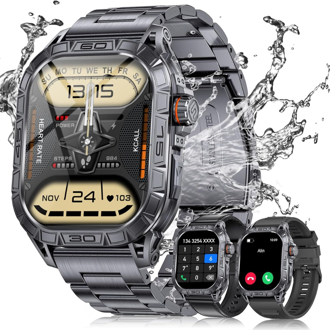 Durable Smartwatch | Military-Grade Waterproof, Fitness Tracking & Bluetooth Calling for Extreme Adventures