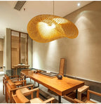 Handwoven Bamboo Pendant Light Fixture - Eco-Friendly Lighting for Living Room & Dining Areas