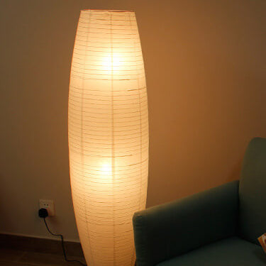 Minimalistic 2-Light Floor Lamp with Rice Paper Shade for Living Room & Bedroom Lighting