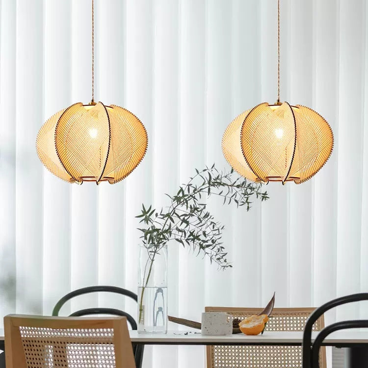 Scandinavian Wood Pendant Light Fixture - Mid-Century Design for Dining Room & Kitchen Lighting