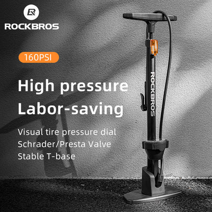 High Pressure Bicycle Floor Pump | 160 PSI, Schrader/Presta Valve & Ergonomic Design for Bikes, Motorcycles & Sports Equipment
