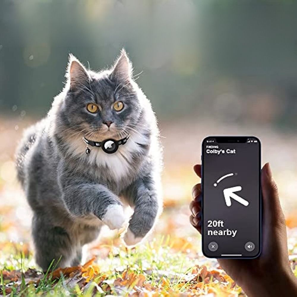 Cat Collar with Safety Buckle | GPS Tracker Holder, Reflective Design & Quick-Release for Nighttime Safety