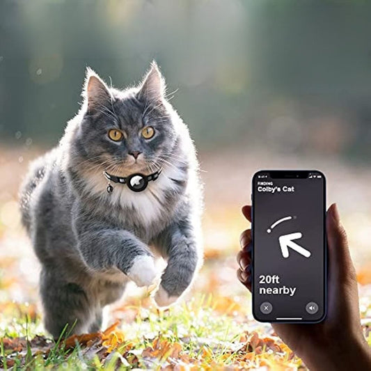 Cat Collar with Safety Buckle | GPS Tracker Holder, Reflective Design & Quick-Release for Nighttime Safety