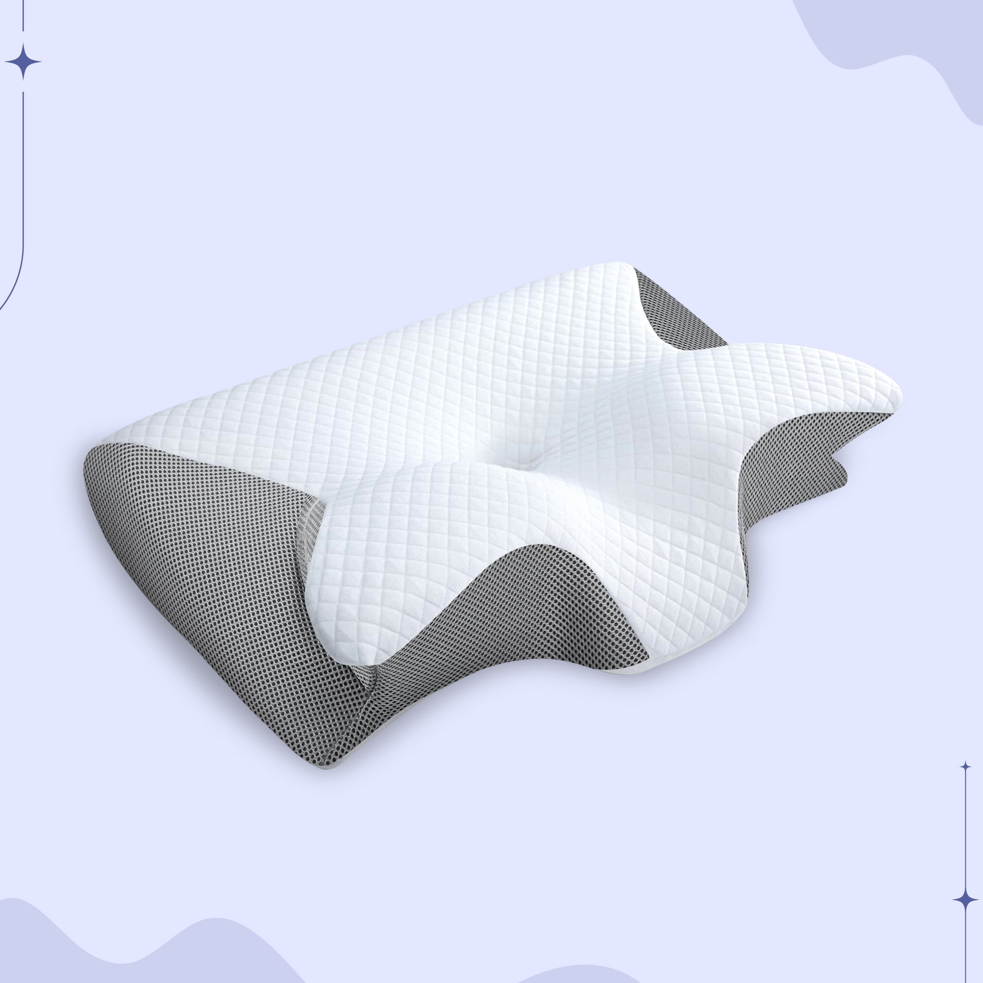 Memory Foam Neck Butterfly Shape Pillow | Ergonomic Design with Armrests for Side & Back Sleepers