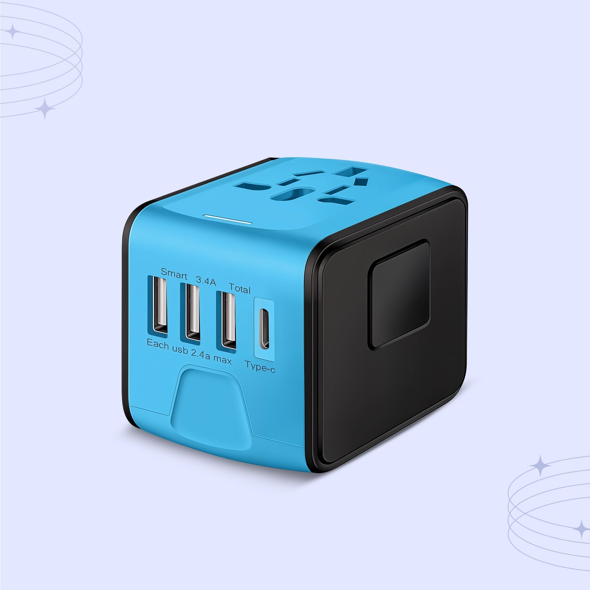 Universal Travel Power Adapter | Compact, Multi-Plug Design with 4 USB Ports for Global Charging Needs