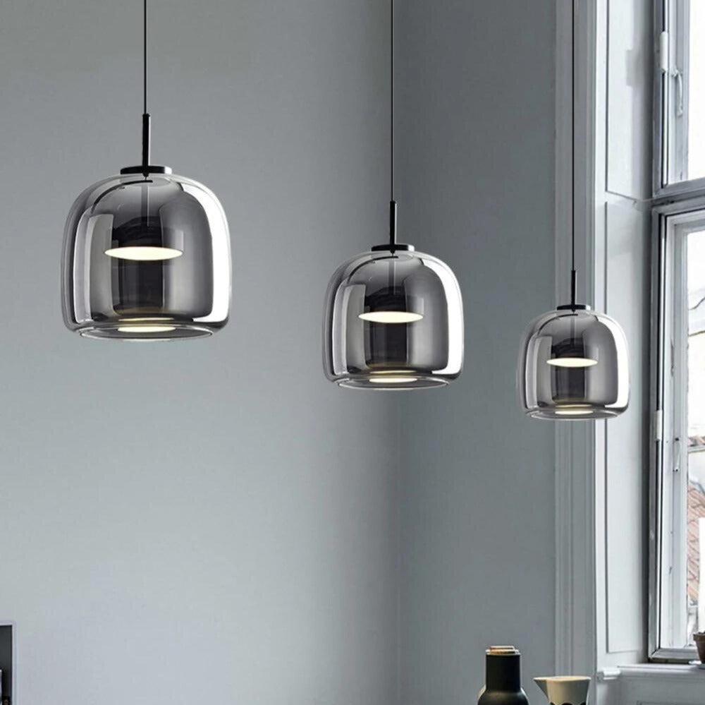 Nordic Black Glass Pendant Light Fixture for Kitchen Island & Dining Room Lighting