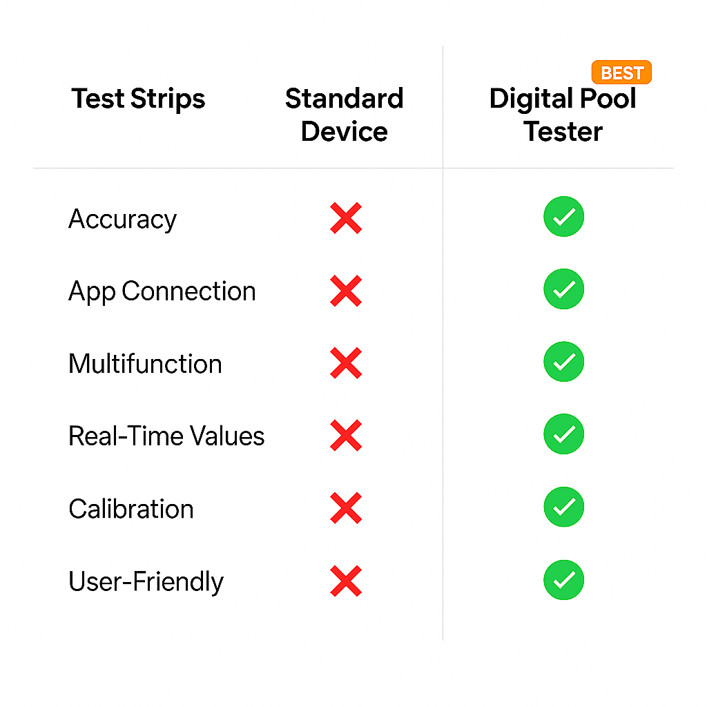 Digital Pool Water Tester | 7-in-1 pH, Chlorine, Temperature & Real-Time Monitoring for Accurate Water Quality Management