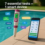 Digital Pool Water Tester | 7-in-1 pH, Chlorine, Temperature & Real-Time Monitoring for Accurate Water Quality Management