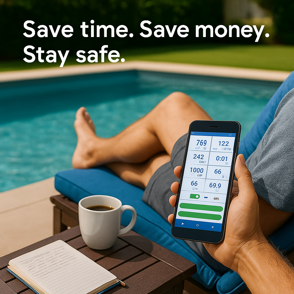 Digital Pool Water Tester | 7-in-1 pH, Chlorine, Temperature & Real-Time Monitoring for Accurate Water Quality Management