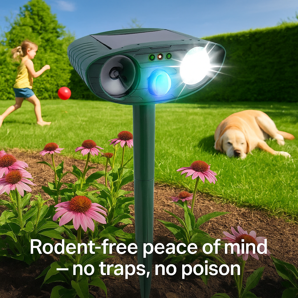 Ultrasonic Outdoor Mouse Repeller | Solar Powered, Waterproof & Eco-Friendly for Garden and Yard Protection