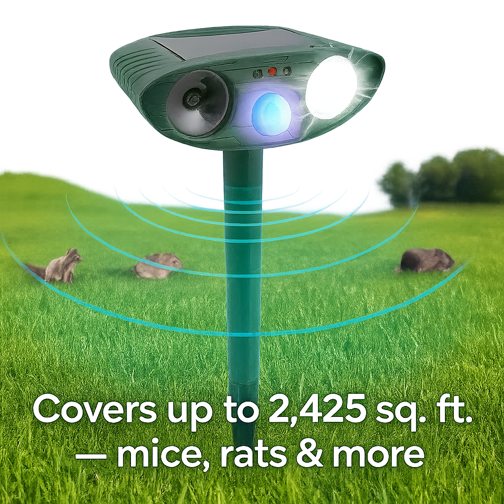 Ultrasonic Outdoor Mouse Repeller | Solar Powered, Waterproof & Eco-Friendly for Garden and Yard Protection