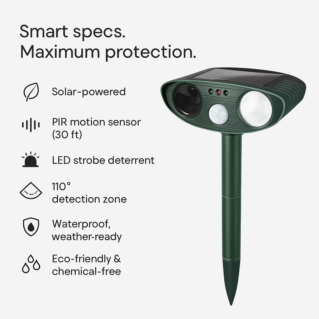 Ultrasonic Outdoor Mouse Repeller | Solar Powered, Waterproof & Eco-Friendly for Garden and Yard Protection