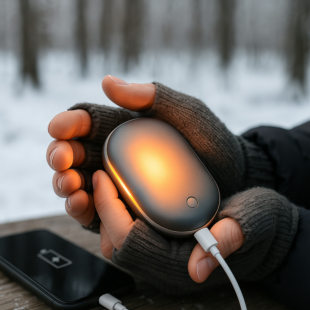 Rechargeable Hand Warmer with Power Bank | 3 Heat Levels, Fast Dual-Sided Heating & 5200mAh USB Charging for Winter Outdoor Use