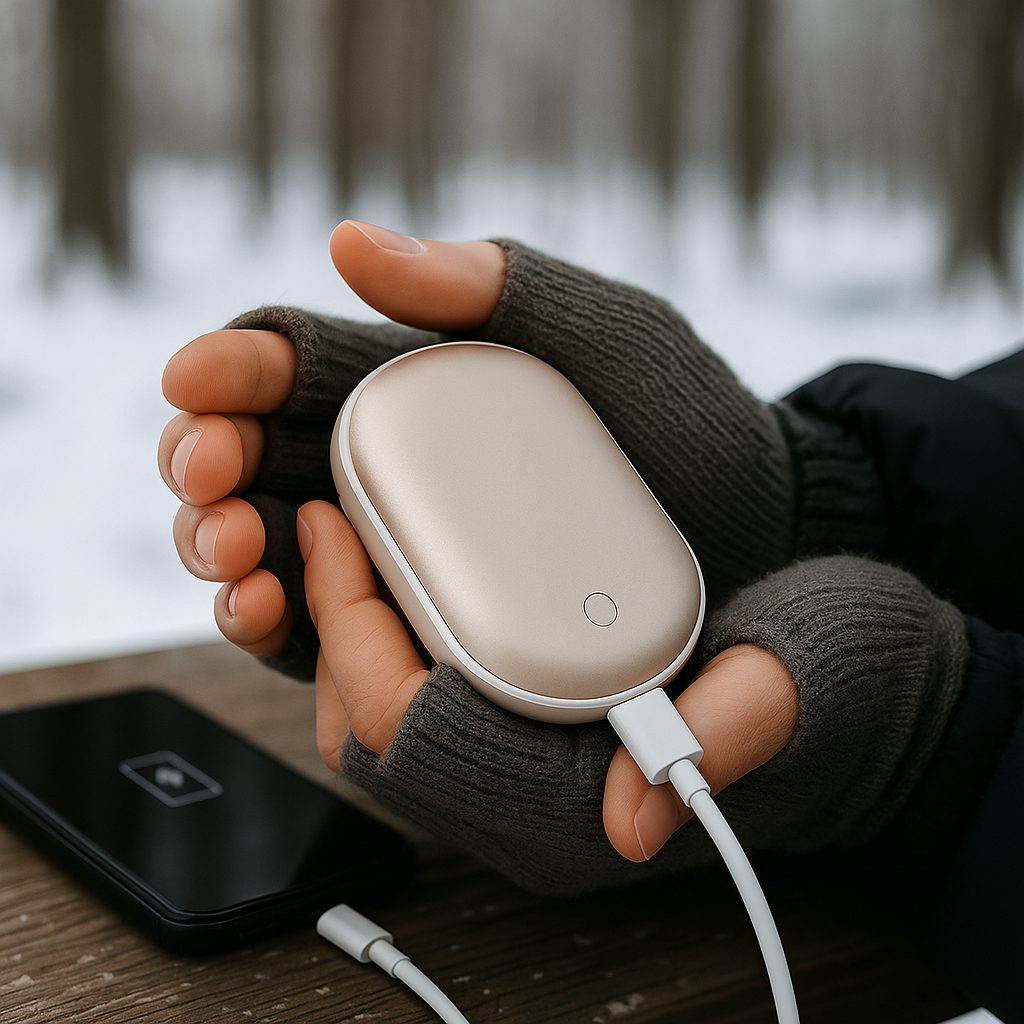Rechargeable Hand Warmer with Power Bank | 3 Heat Levels, Fast Dual-Sided Heating & 5200mAh USB Charging for Winter Outdoor Use