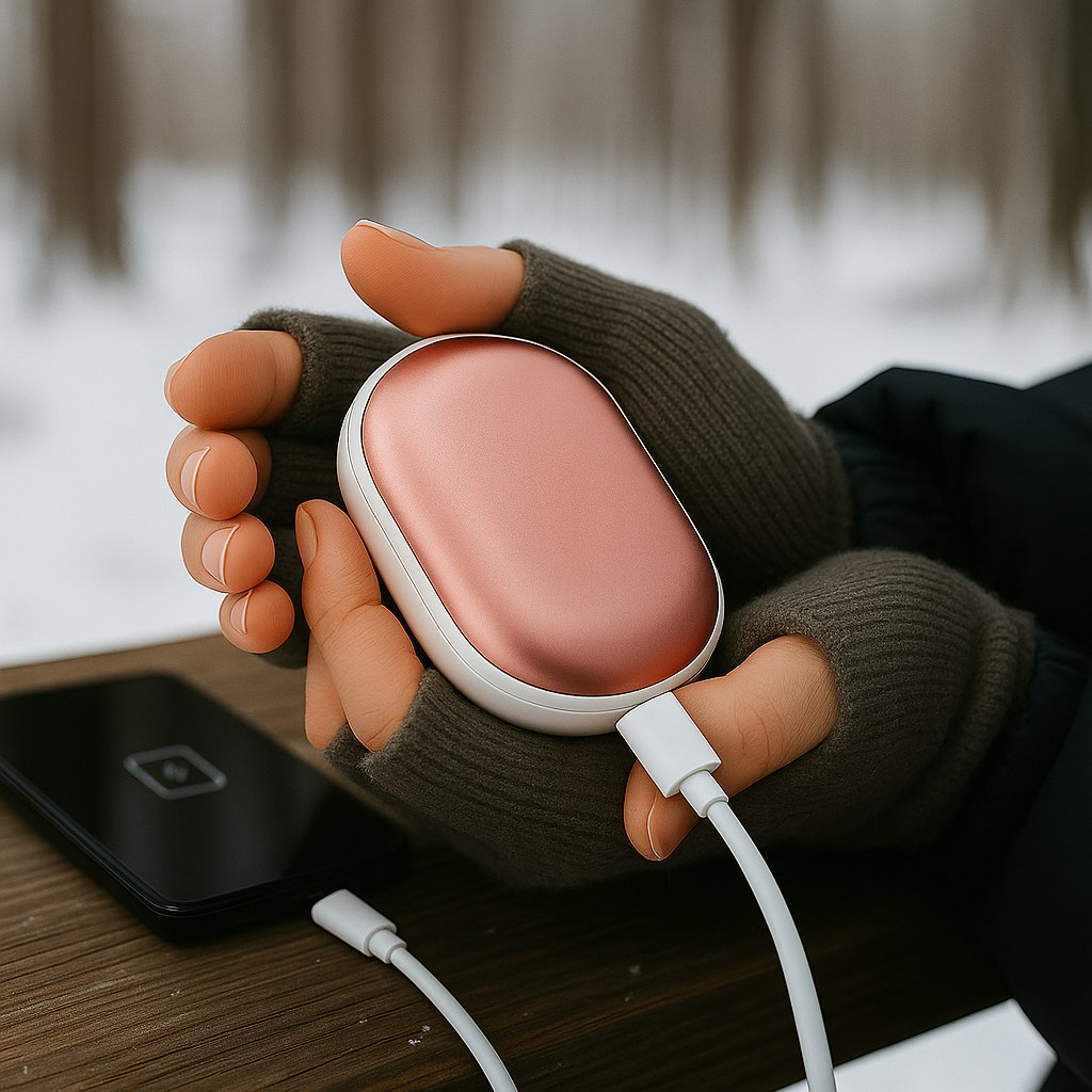 Rechargeable Hand Warmer with Power Bank | 3 Heat Levels, Fast Dual-Sided Heating & 5200mAh USB Charging for Winter Outdoor Use