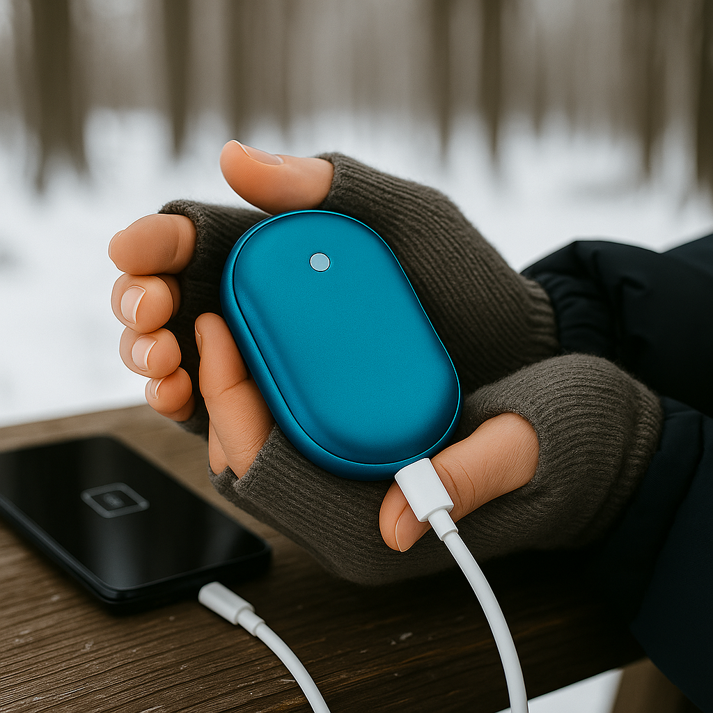 Rechargeable Hand Warmer with Power Bank | 3 Heat Levels, Fast Dual-Sided Heating & 5200mAh USB Charging for Winter Outdoor Use