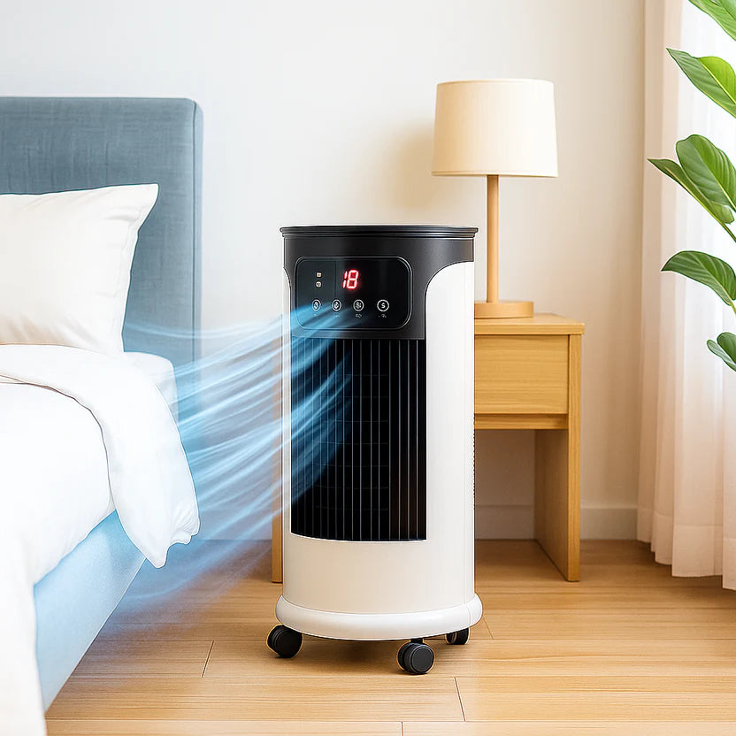 Ventless Portable Air Conditioner Fan | Whisper Quiet Evaporative Cooler with 6 Speeds for Desk, Dorm & Bedroom