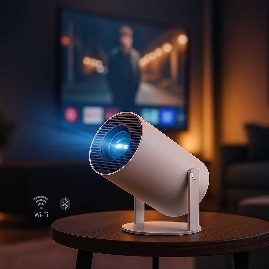 Portable 4K Mini Projector | Compact Design, Wi-Fi 6 & Bluetooth 5.0 for Home Entertainment & Outdoor Movie Nights