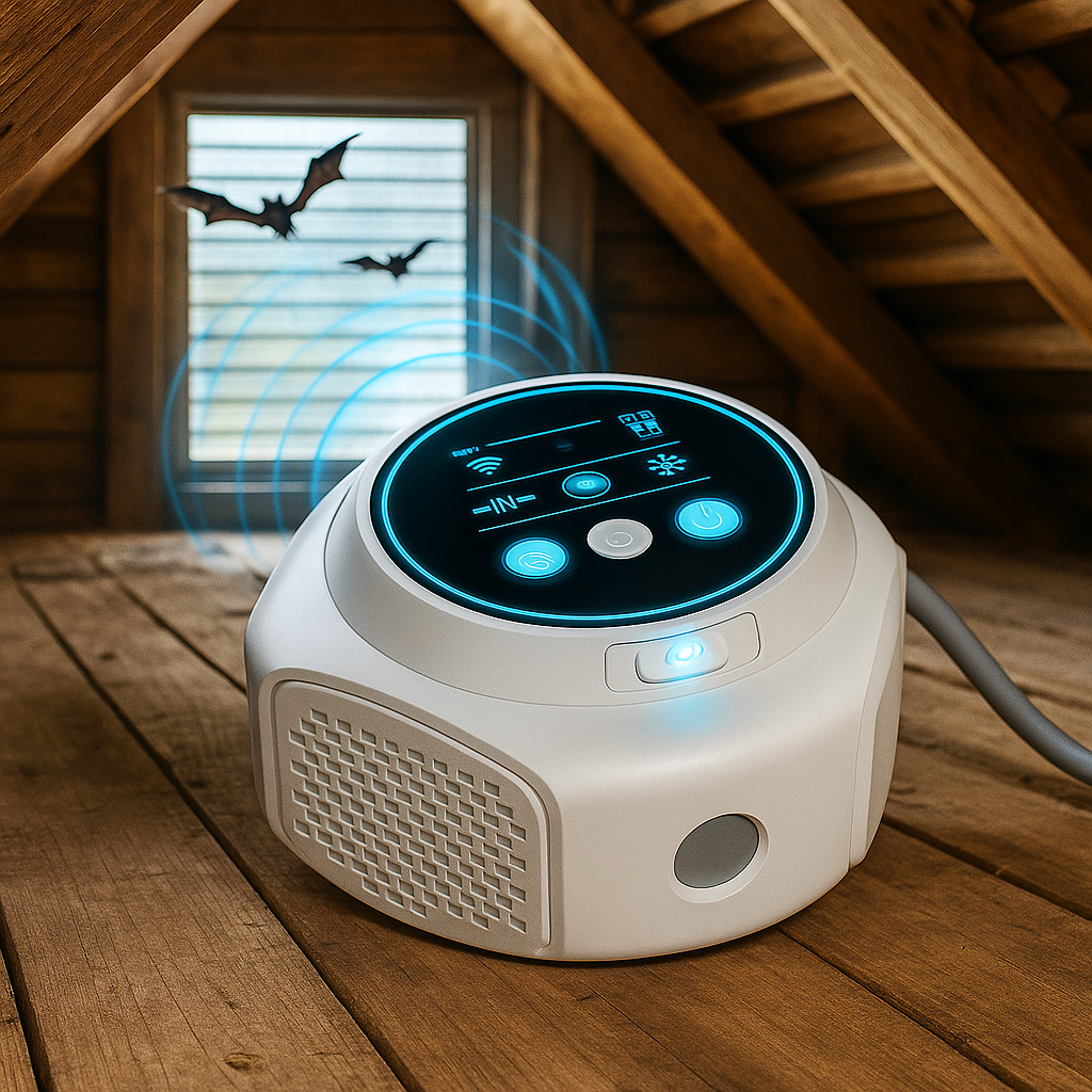 Ultrasonic Bat Repeller | 360° Coverage, Silent & Safe for Attics, Garages & Roofs