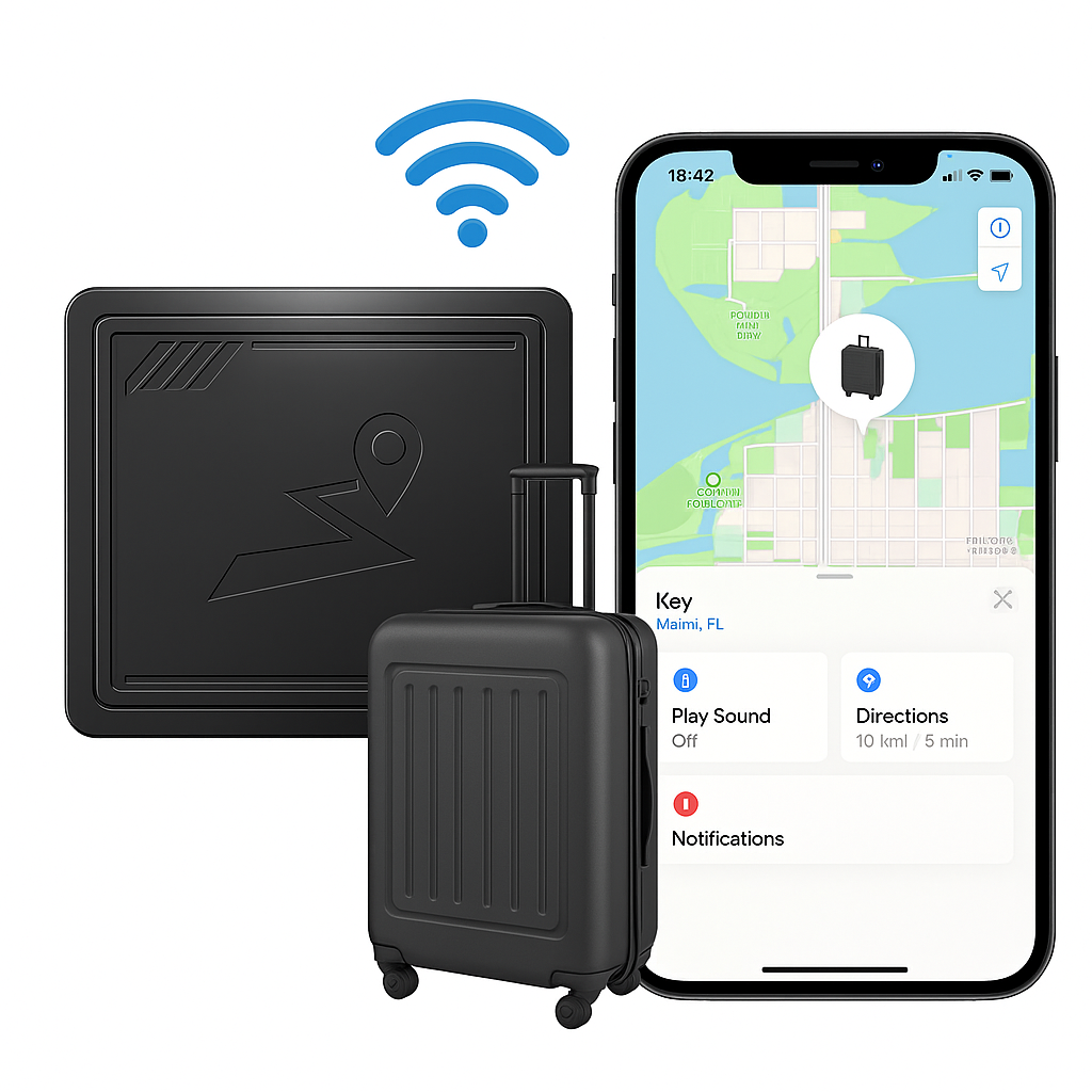 4G Luggage GPS Tracker with Real-Time Location | No Subscription, Geofencing Alerts & Anti-Theft Design for Travel Security