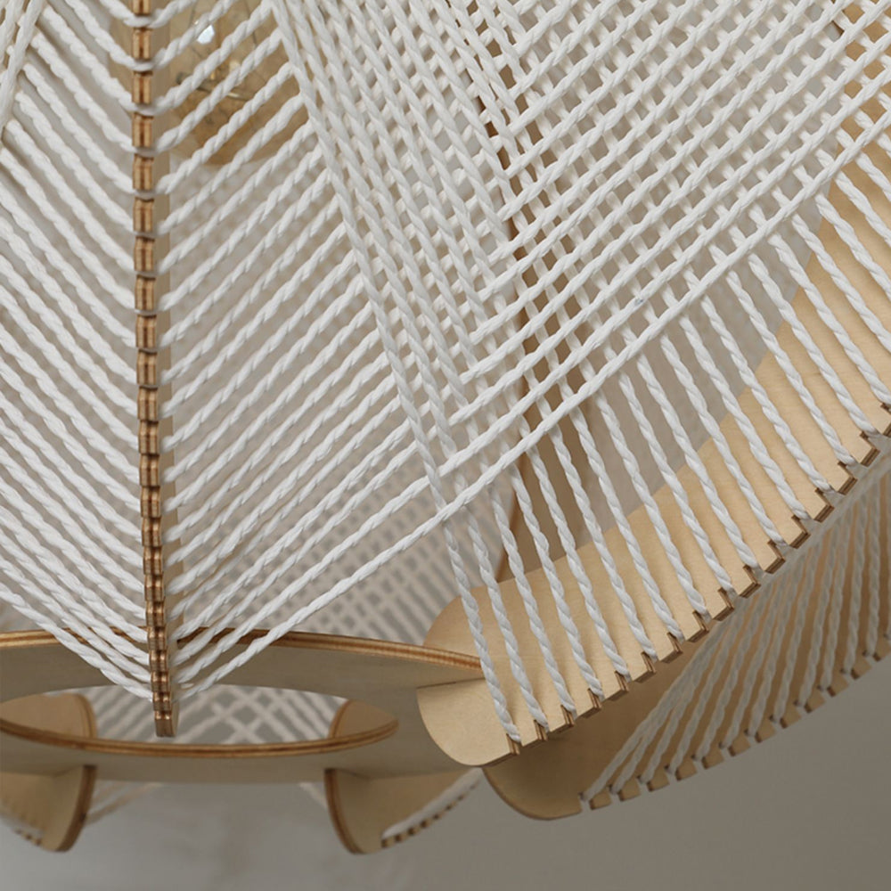 Scandinavian Wood Pendant Light Fixture - Mid-Century Design for Dining Room & Kitchen Lighting