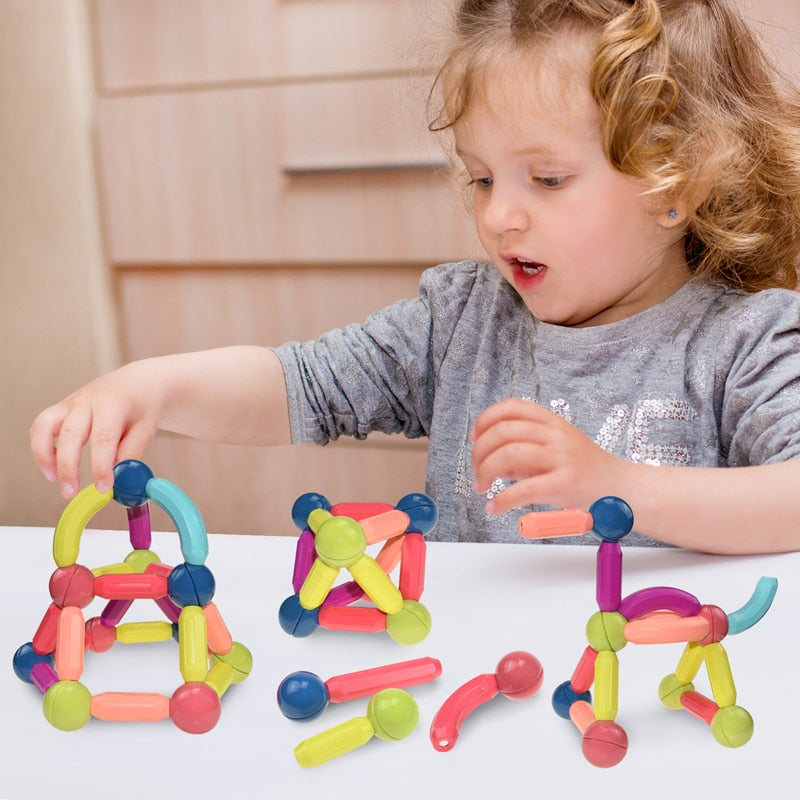 Magnetic Building Blocks | Durable, Safe & Creative Toy for Kids Aged 2+ to Enhance Coordination and Imagination