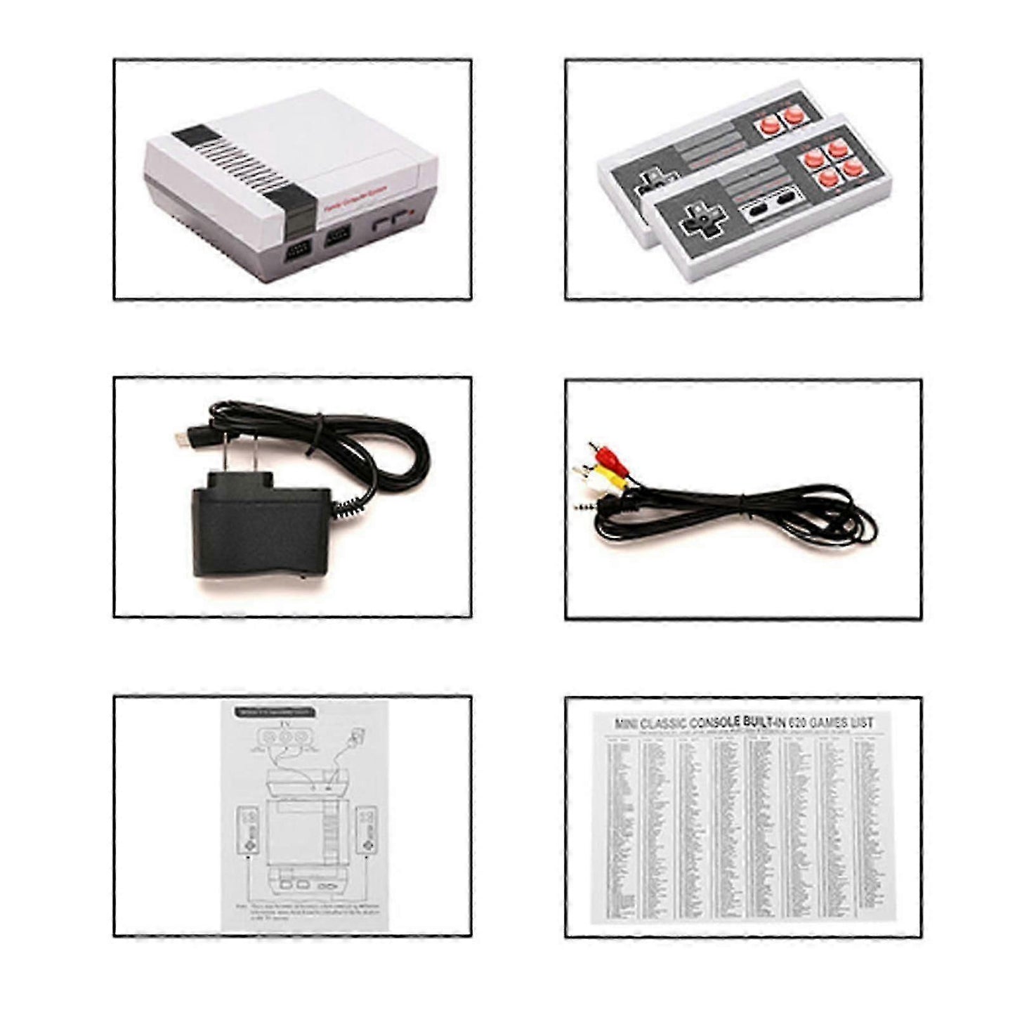 Classic Game Console with 620 Built-In Games | Plug-and-Play with Dual Controllers for Family Fun and Nostalgic Gaming