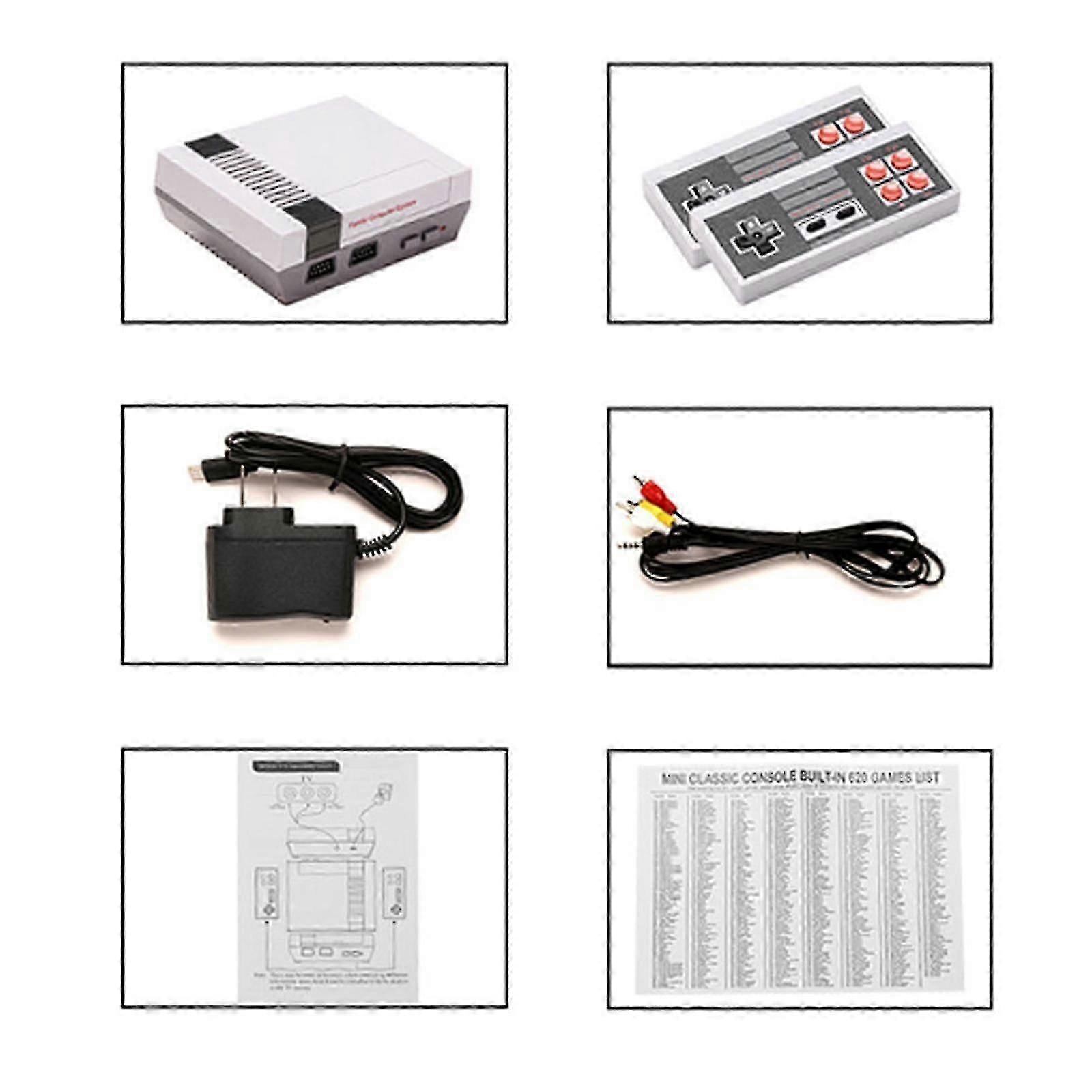 Classic Game Console with 620 Built-In Games | Plug-and-Play with Dual Controllers for Family Fun and Nostalgic Gaming
